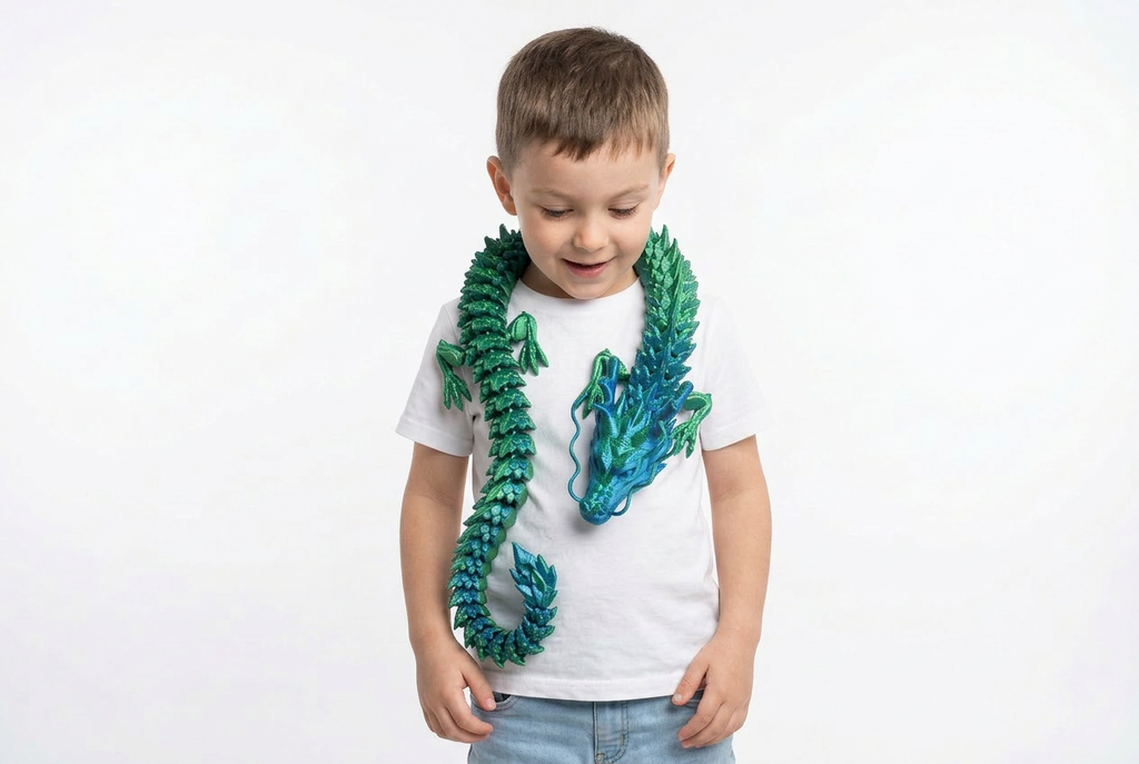 3D Printed Chinese Dragon Toy – Large 35" - GREEB TO BLUE