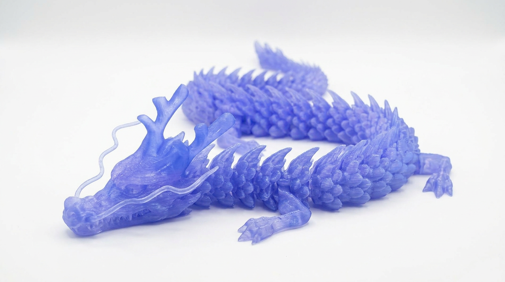 3D Printed Chinese Dragon Toy – Large 35" - CLEAR BLUE/PURPLE