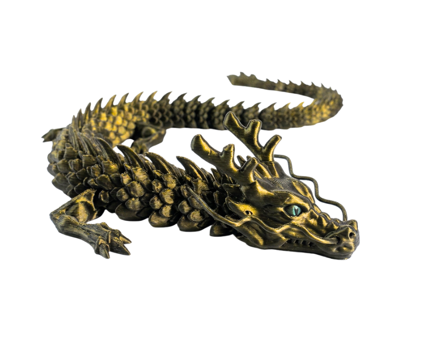 3D Printed Chinese Dragon Toy – Large 35" - GOLD BLACK GRADIENT