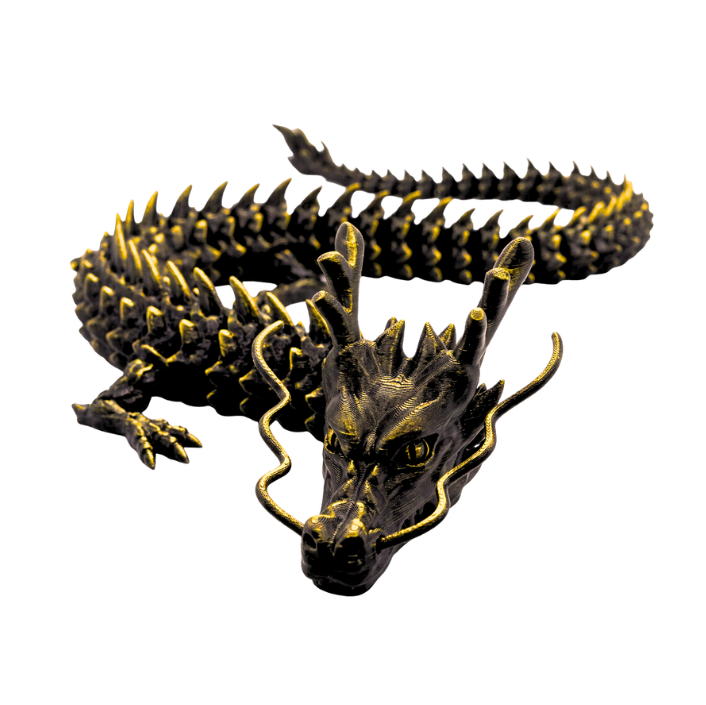 3D Printed Chinese Dragon Toy – Large 35" - GOLD BLACK GRADIENT