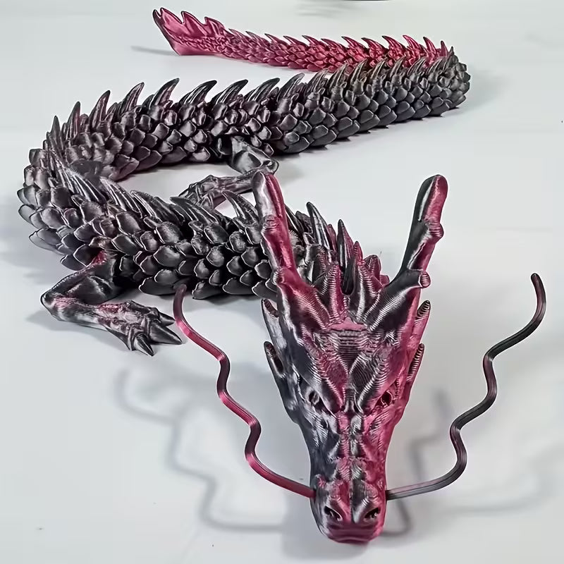 3D Printed Chinese Dragon Toy – Large 35" - BLACK TO DARK RED